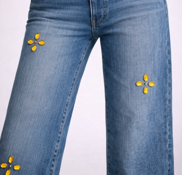 Sexy Low Rise Gem Studded Jean
