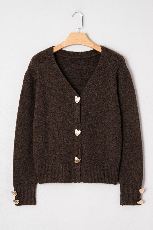 Chic & Sassy Heart Button Cardigan Sweater