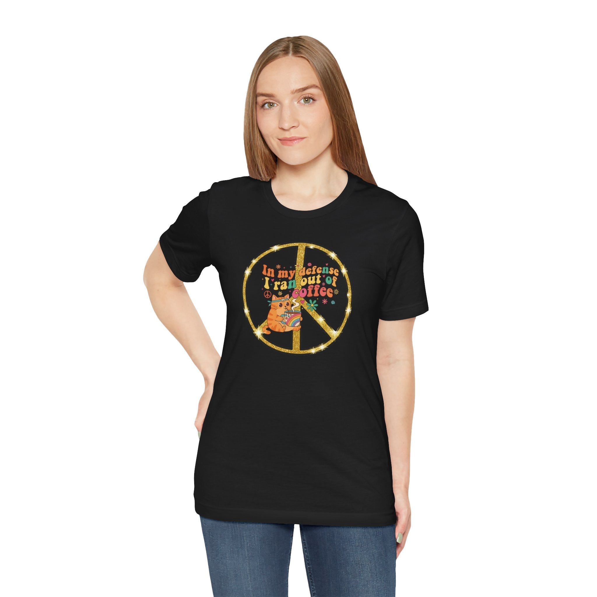‘In My Defense I Ran Out of Coffee’ Retro Cat Graphic Tee