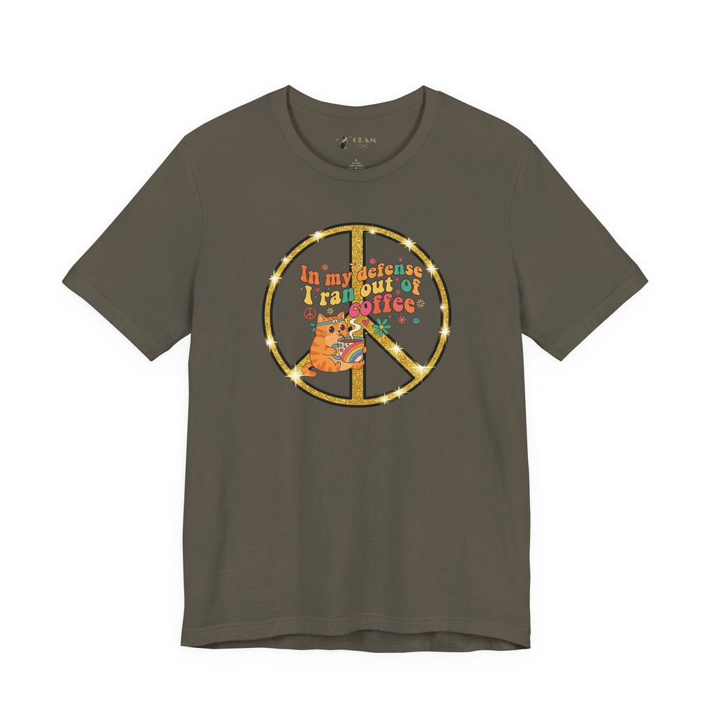 ‘In My Defense I Ran Out of Coffee’ Retro Cat Graphic Tee