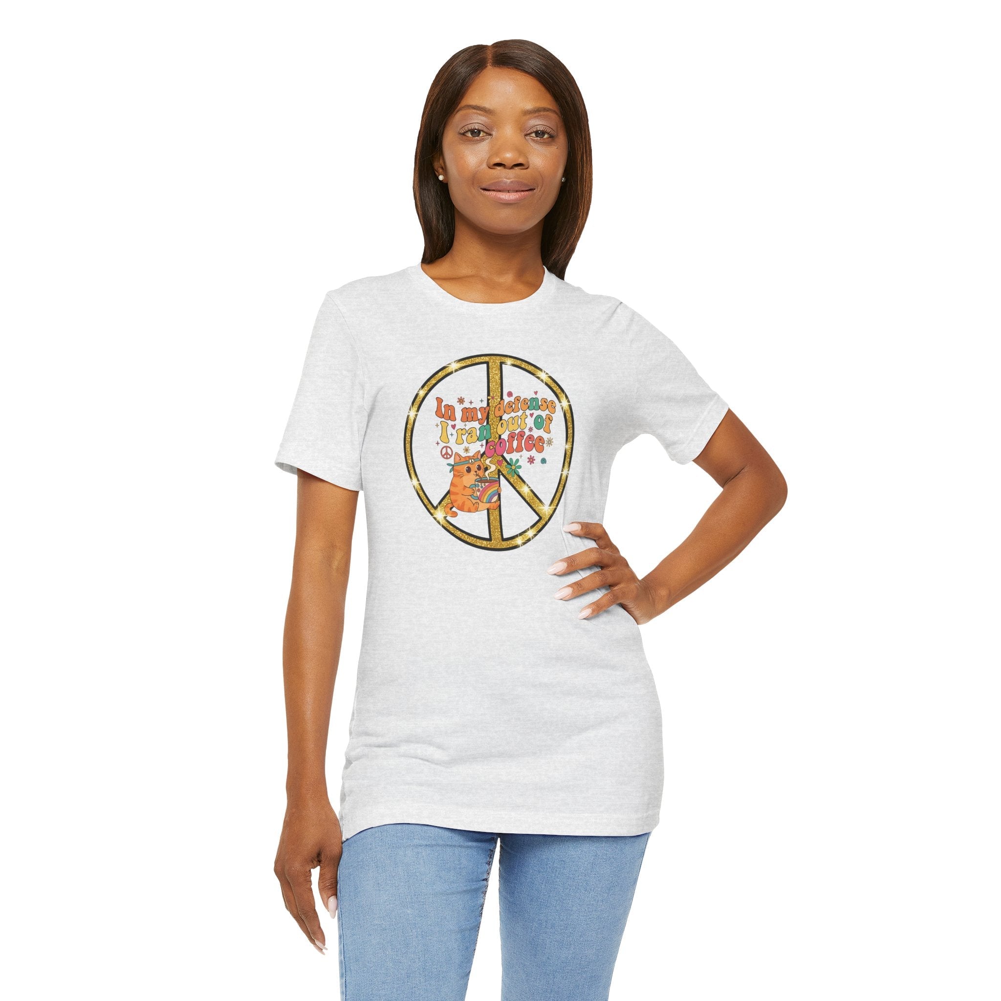 ‘In My Defense I Ran Out of Coffee’ Retro Cat Graphic Tee