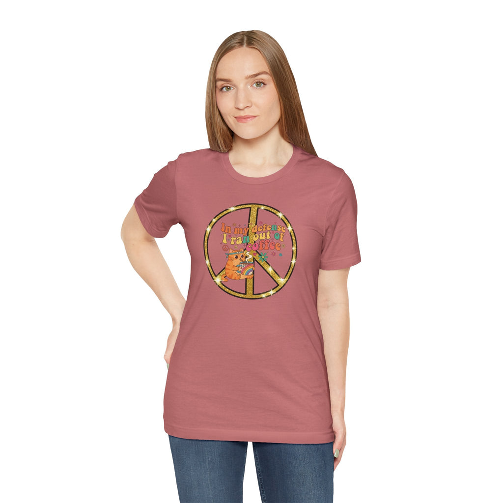 ‘In My Defense I Ran Out of Coffee’ Retro Cat Graphic Tee