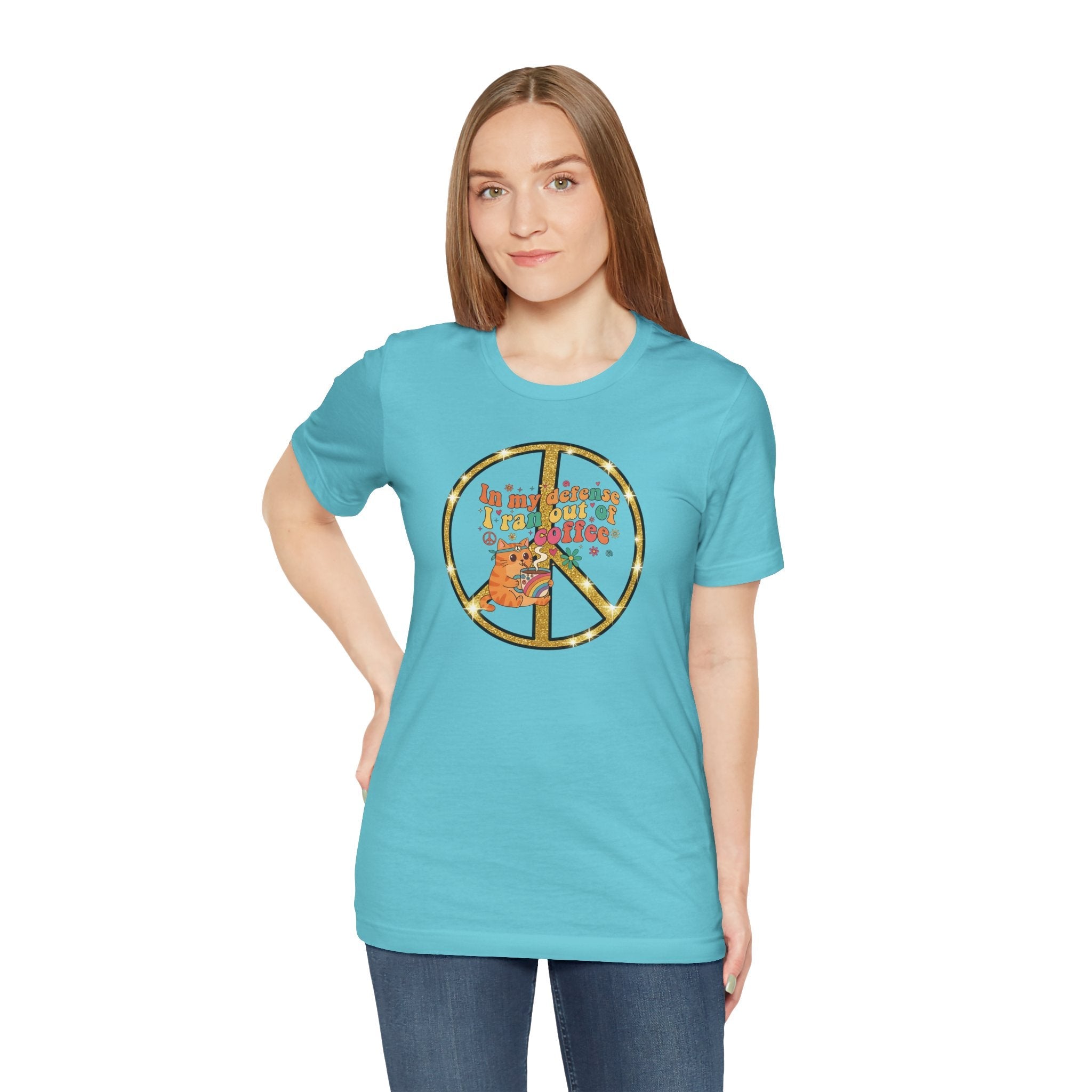 ‘In My Defense I Ran Out of Coffee’ Retro Cat Graphic Tee