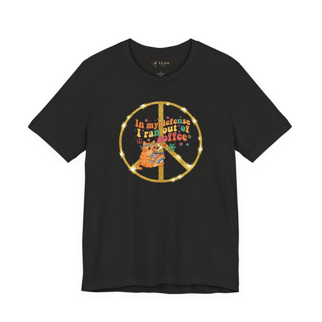 ‘In My Defense I Ran Out of Coffee’ Retro Cat Graphic Tee