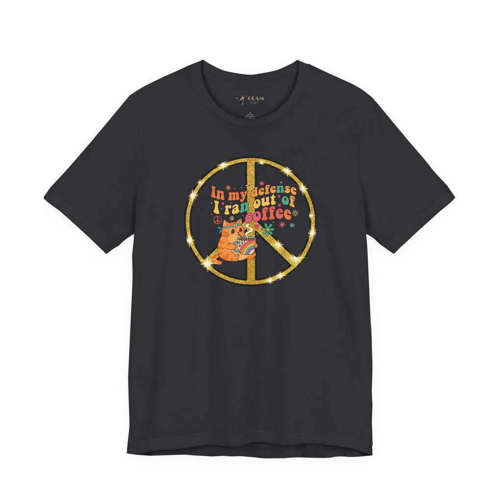‘In My Defense I Ran Out of Coffee’ Retro Cat Graphic Tee