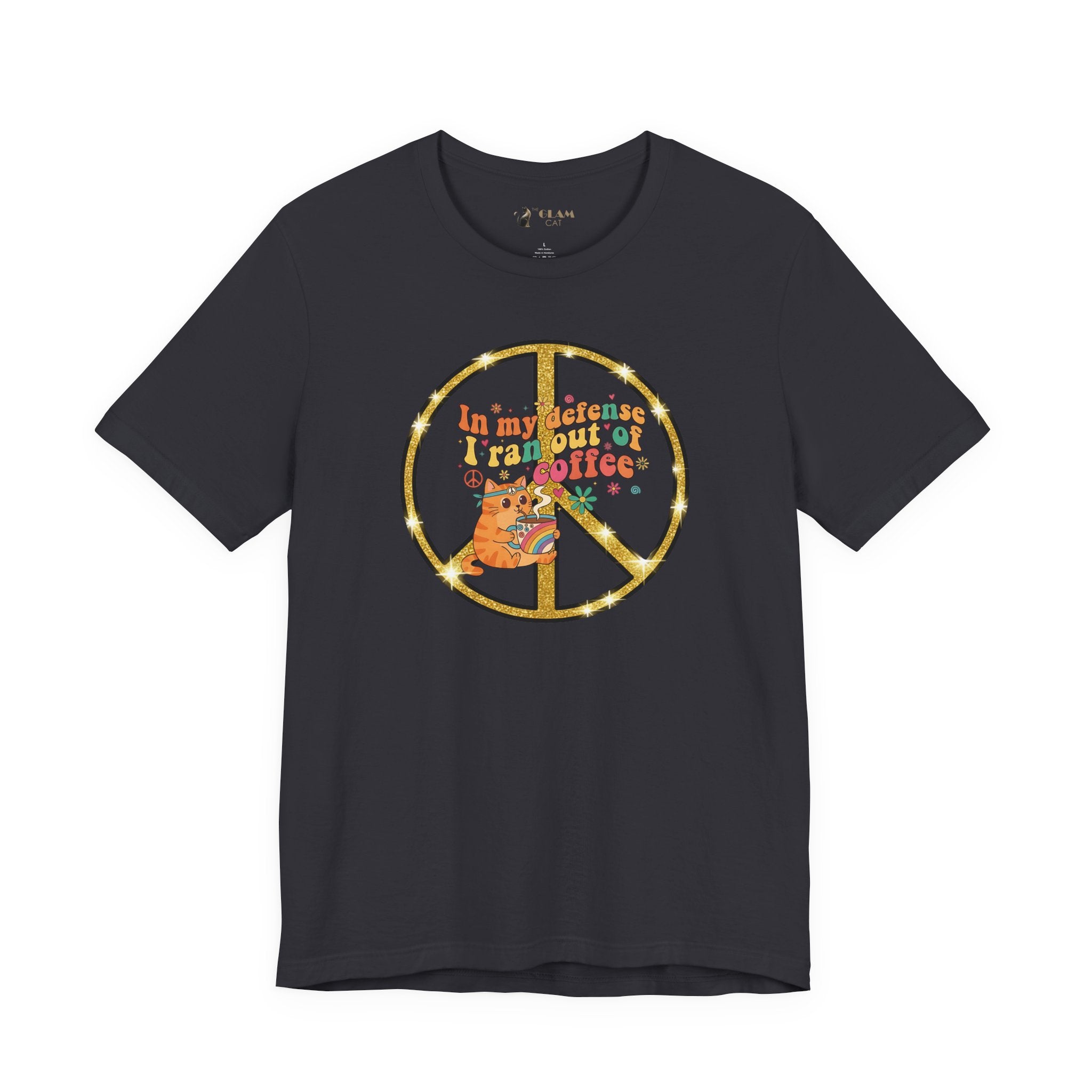 ‘In My Defense I Ran Out of Coffee’ Retro Cat Graphic Tee