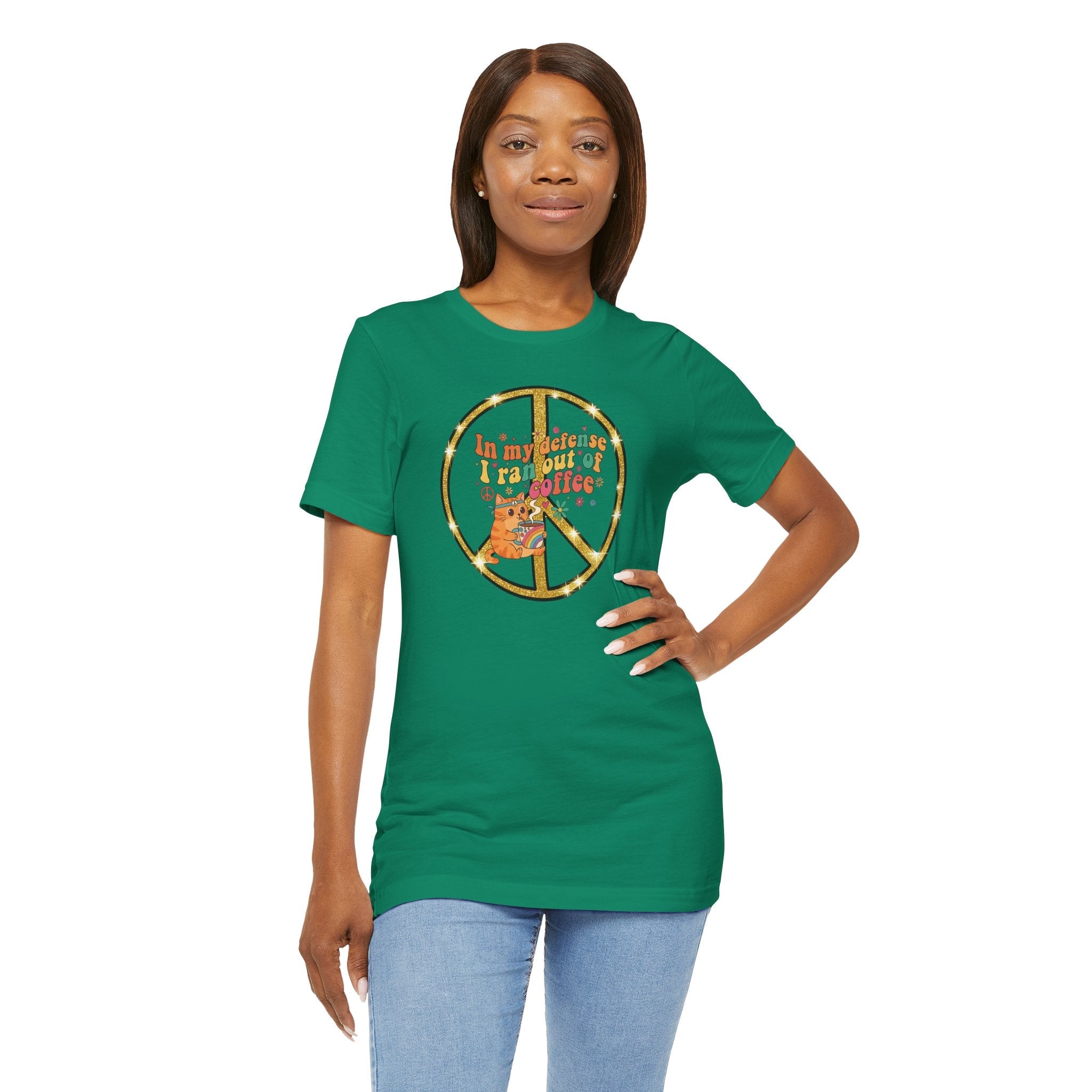 ‘In My Defense I Ran Out of Coffee’ Retro Cat Graphic Tee