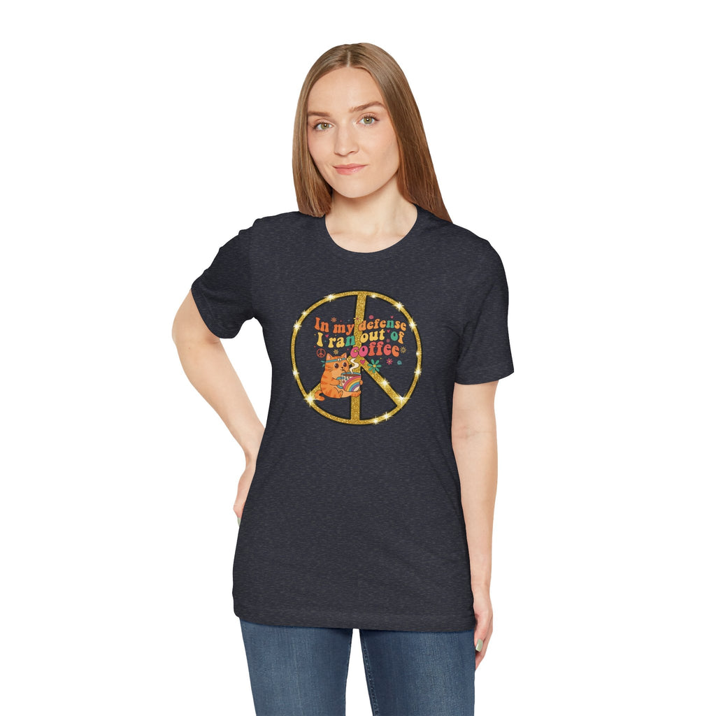 ‘In My Defense I Ran Out of Coffee’ Retro Cat Graphic Tee