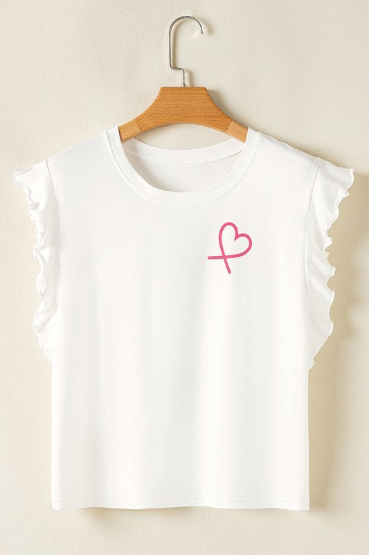 Sweet Heart Ruffle Tank Top And Pants Lounge Set