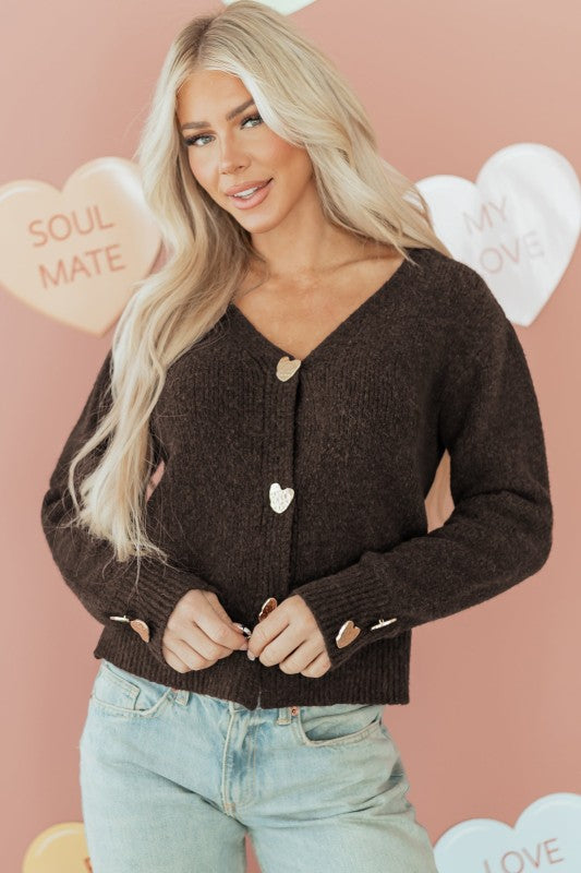 Chic & Sassy Heart Button Cardigan Sweater