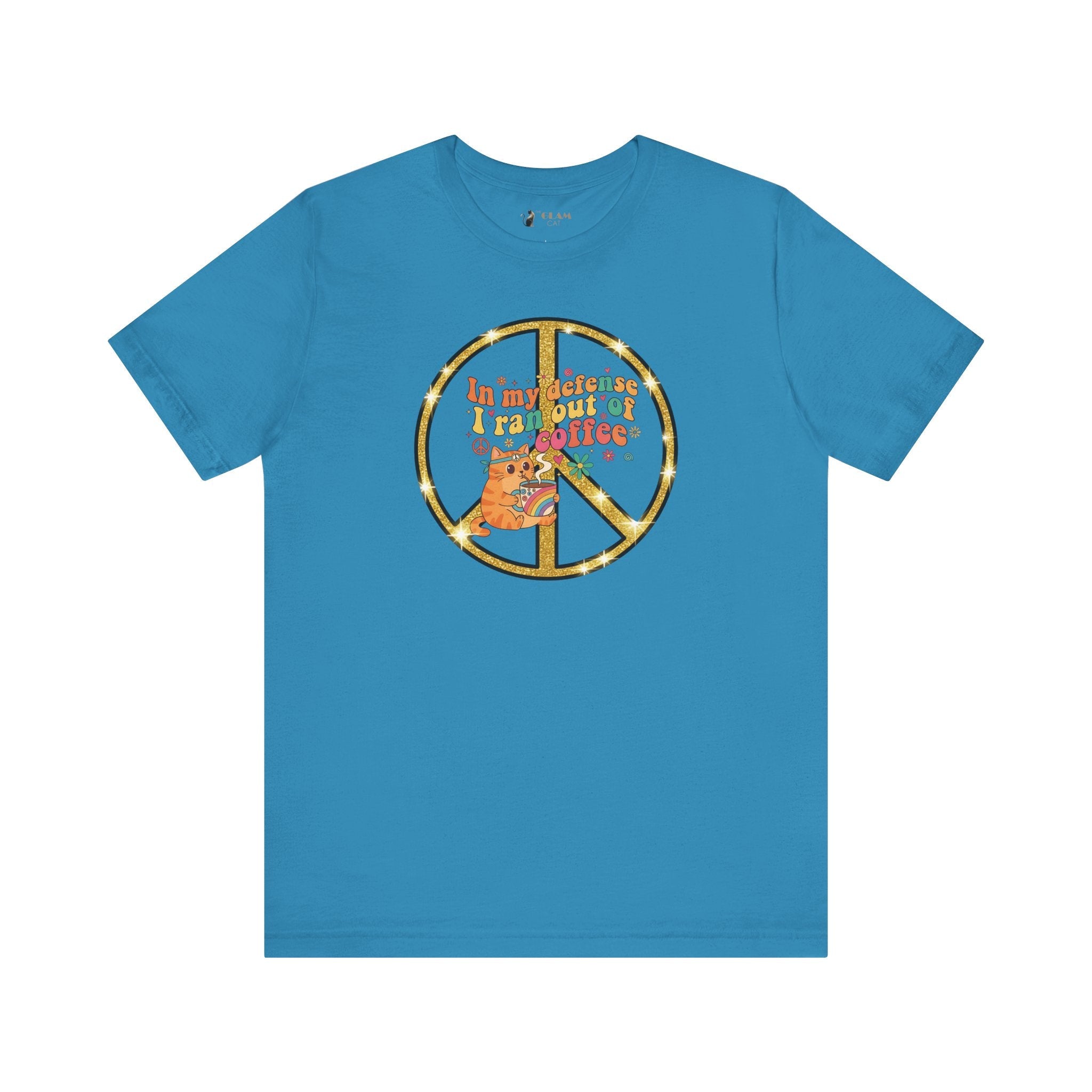 ‘In My Defense I Ran Out of Coffee’ Retro Cat Graphic Tee