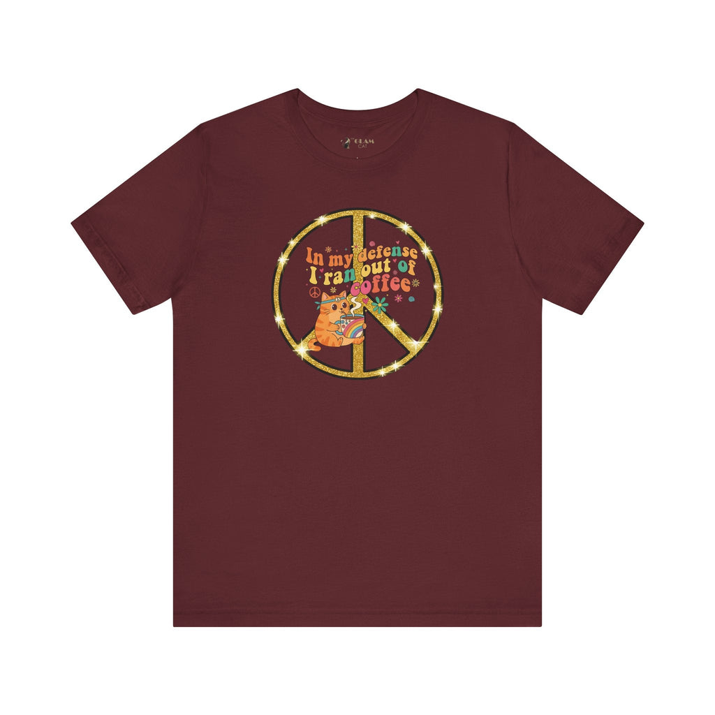 ‘In My Defense I Ran Out of Coffee’ Retro Cat Graphic Tee