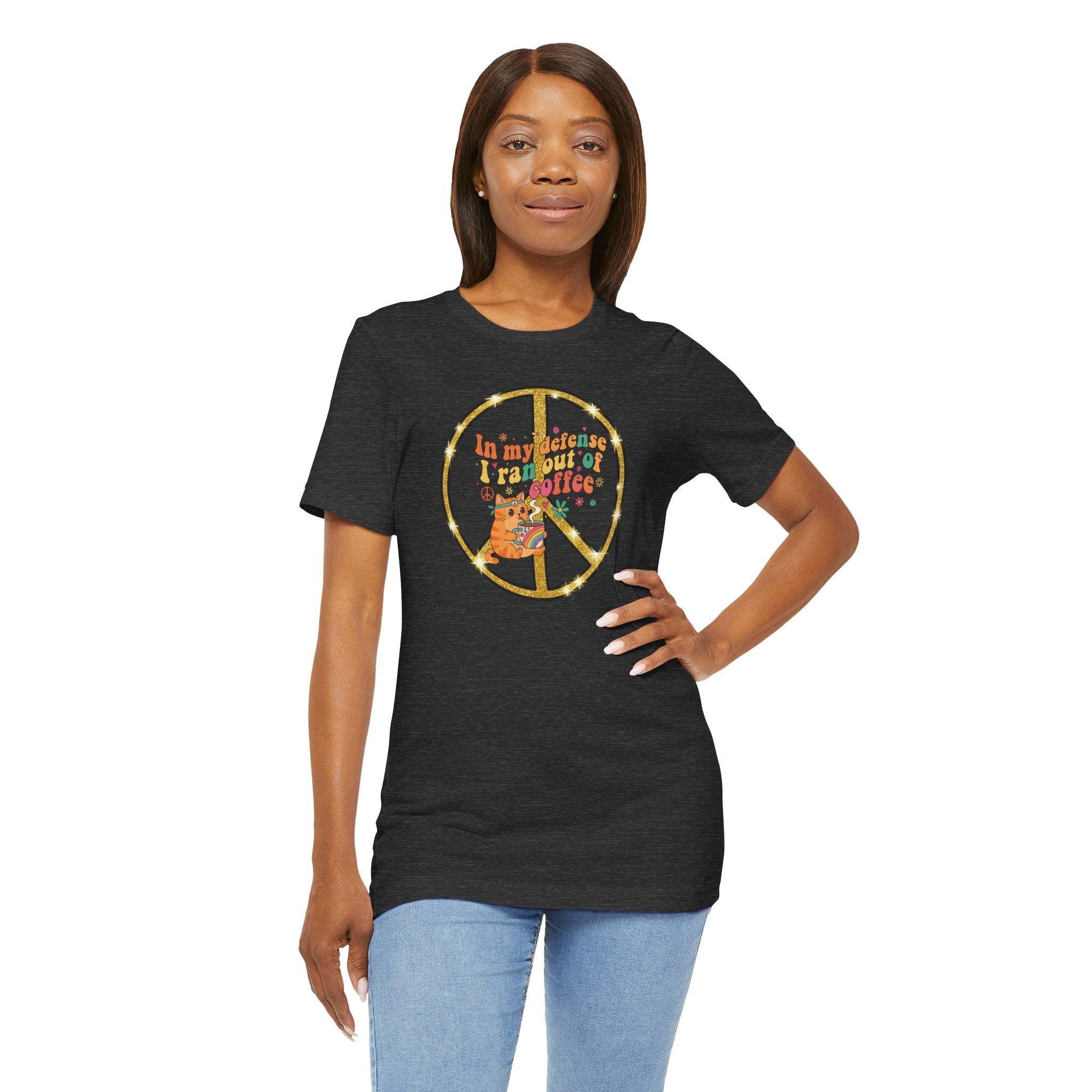 ‘In My Defense I Ran Out of Coffee’ Retro Cat Graphic Tee