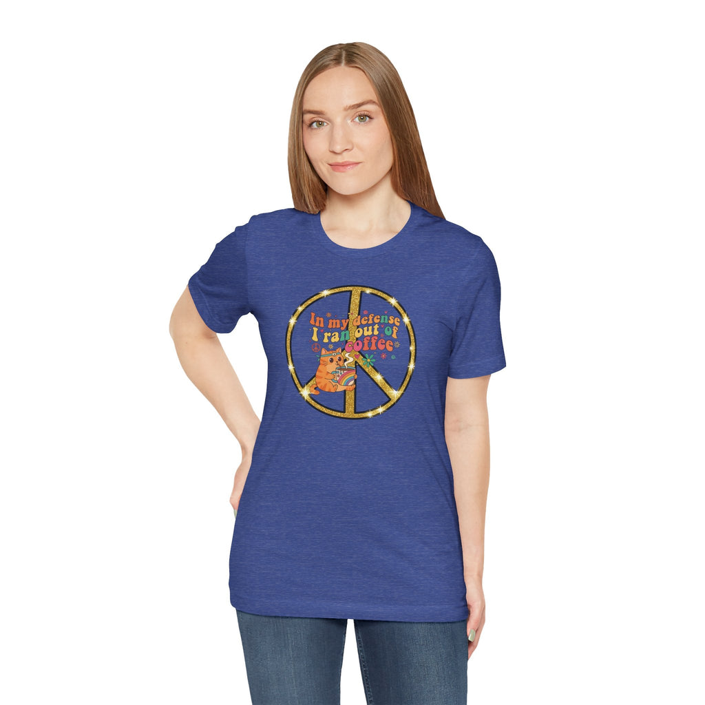 ‘In My Defense I Ran Out of Coffee’ Retro Cat Graphic Tee