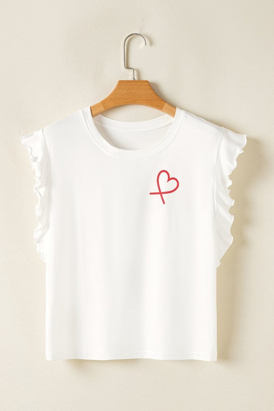 Sweet Heart Ruffle Tank Top And Pants Lounge Set