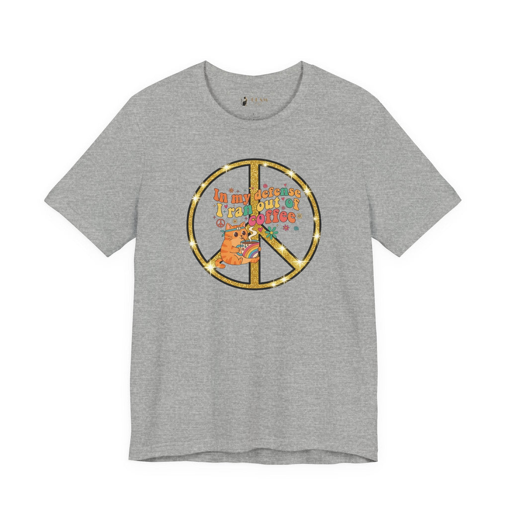 ‘In My Defense I Ran Out of Coffee’ Retro Cat Graphic Tee