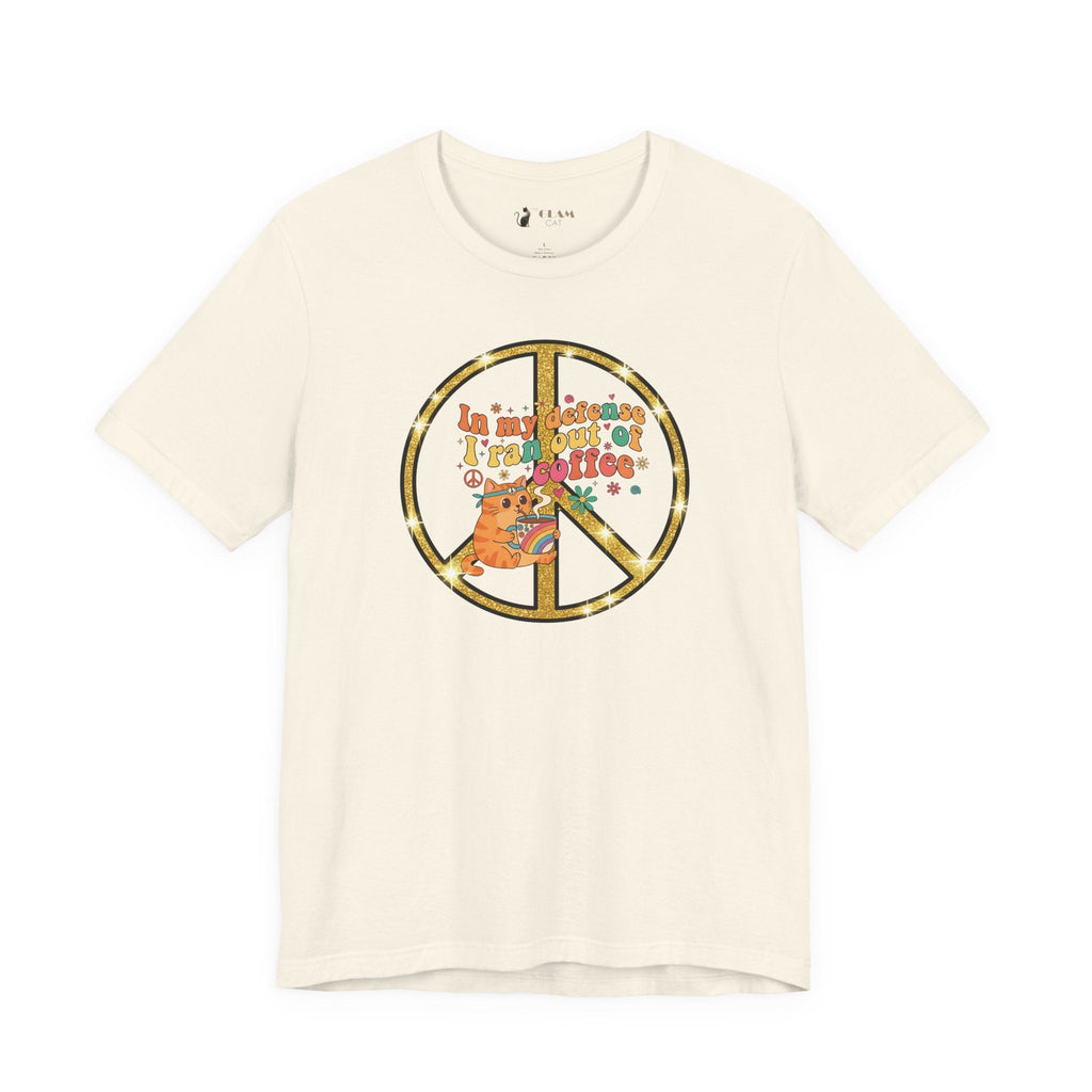 ‘In My Defense I Ran Out of Coffee’ Retro Cat Graphic Tee