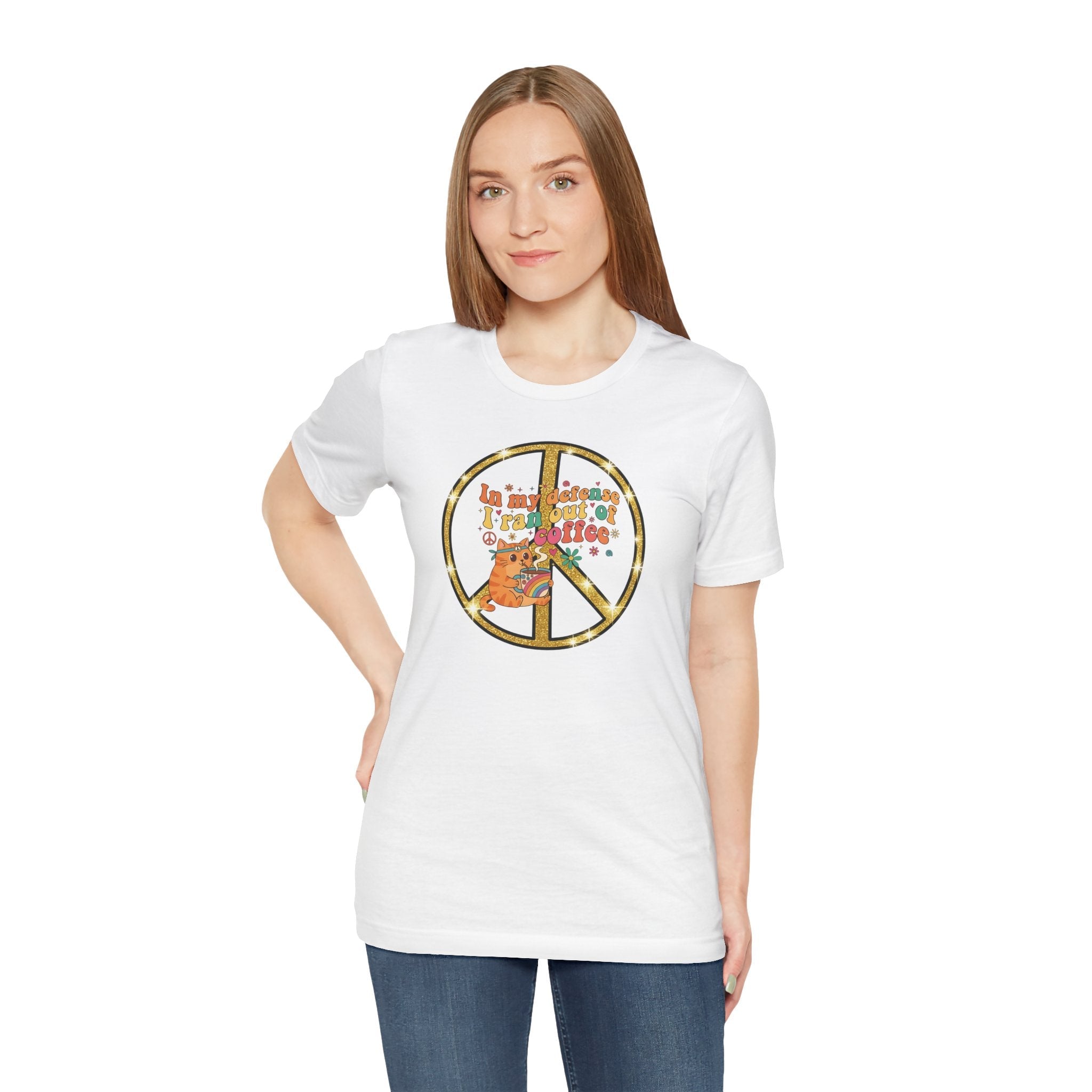 ‘In My Defense I Ran Out of Coffee’ Retro Cat Graphic Tee