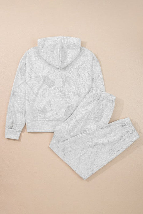 Abstract Drop Sleeve Hoodie and Pant Set