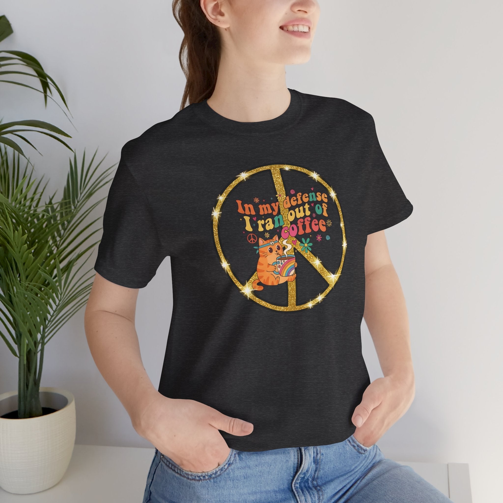 ‘In My Defense I Ran Out of Coffee’ Retro Cat Graphic Tee