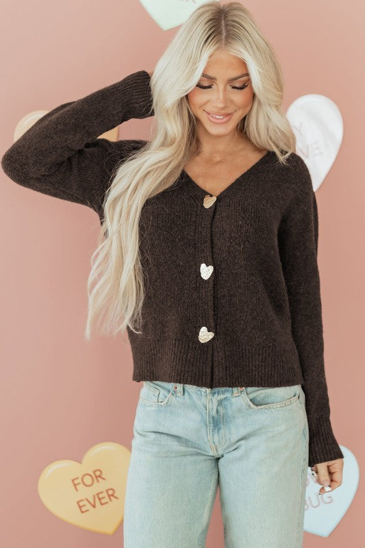 Chic & Sassy Heart Button Cardigan Sweater