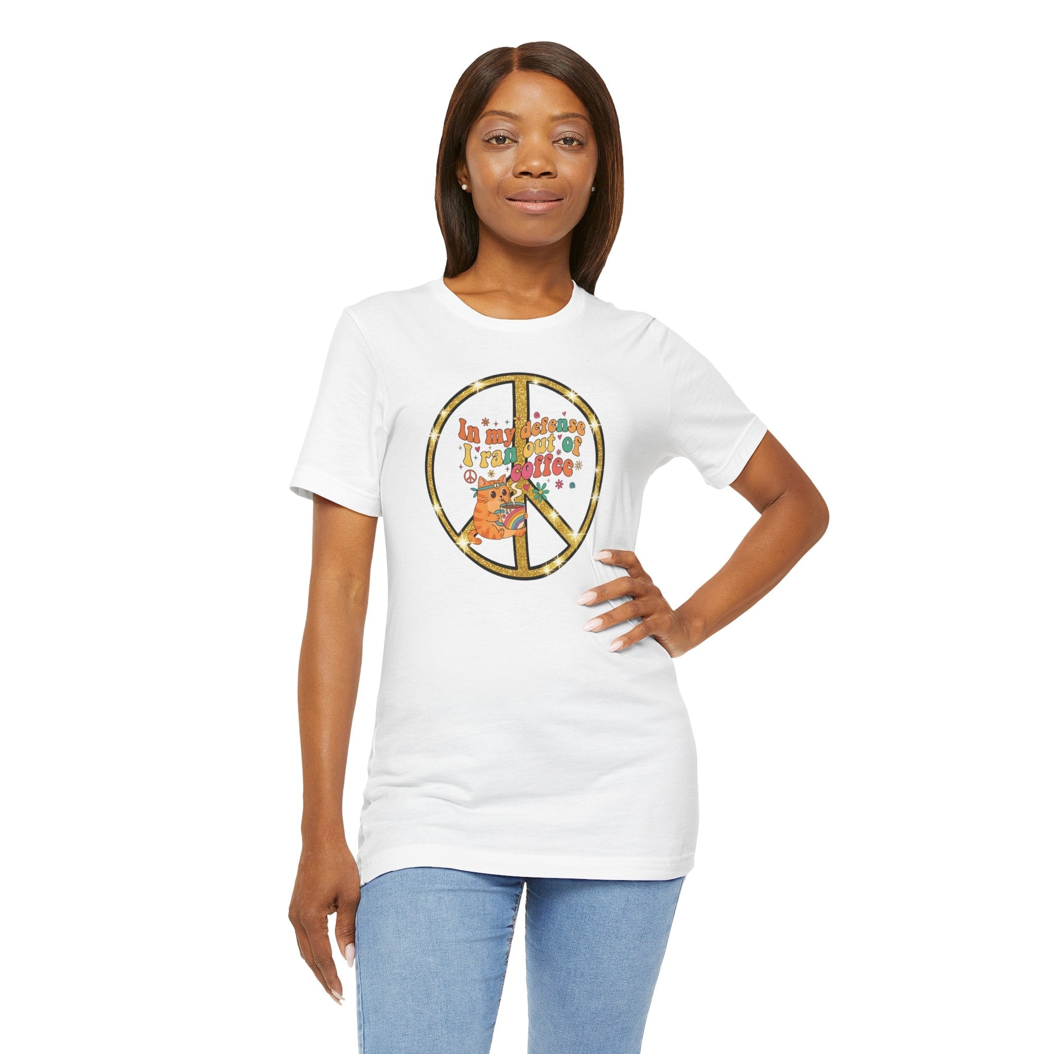 ‘In My Defense I Ran Out of Coffee’ Retro Cat Graphic Tee