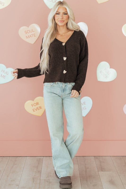 Chic & Sassy Heart Button Cardigan Sweater