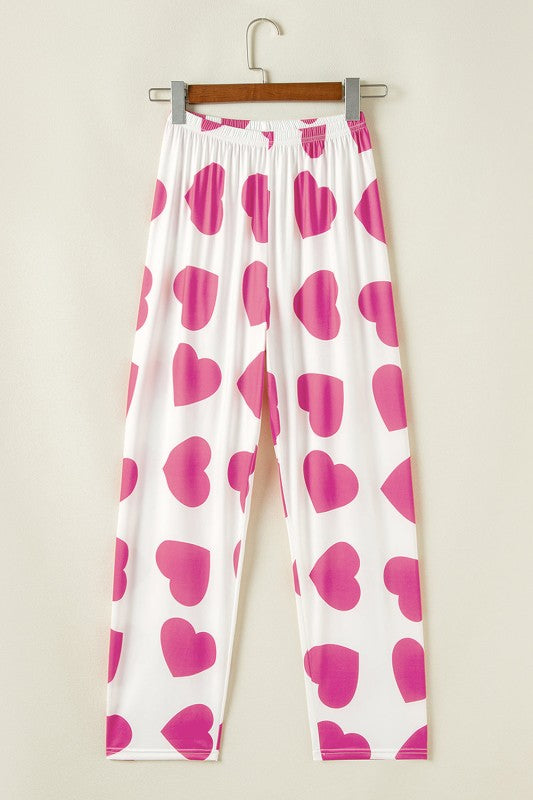 Sweet Heart Ruffle Tank Top And Pants Lounge Set