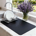 Strabella Dish Drying Mat - Super Absorbent, Quick Dry, Non-Slip in Black